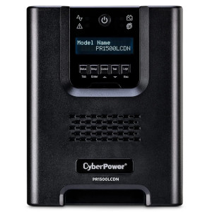 CyberPower PR1500LCDN Mini-Tower UPS, UL Rated, Multi-function extendable LCD panel, 8× NEMA 5-15R, installed RMCARD